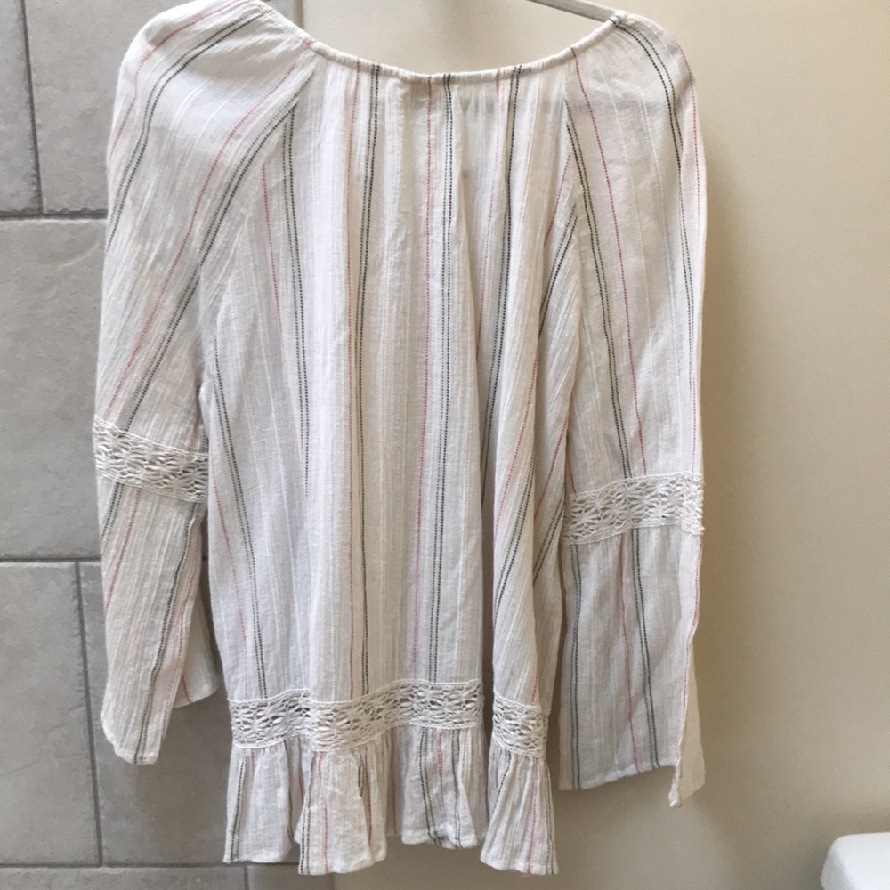 striped blouse-Style &Co Cotton with crochet lace - Picture 6 of 10